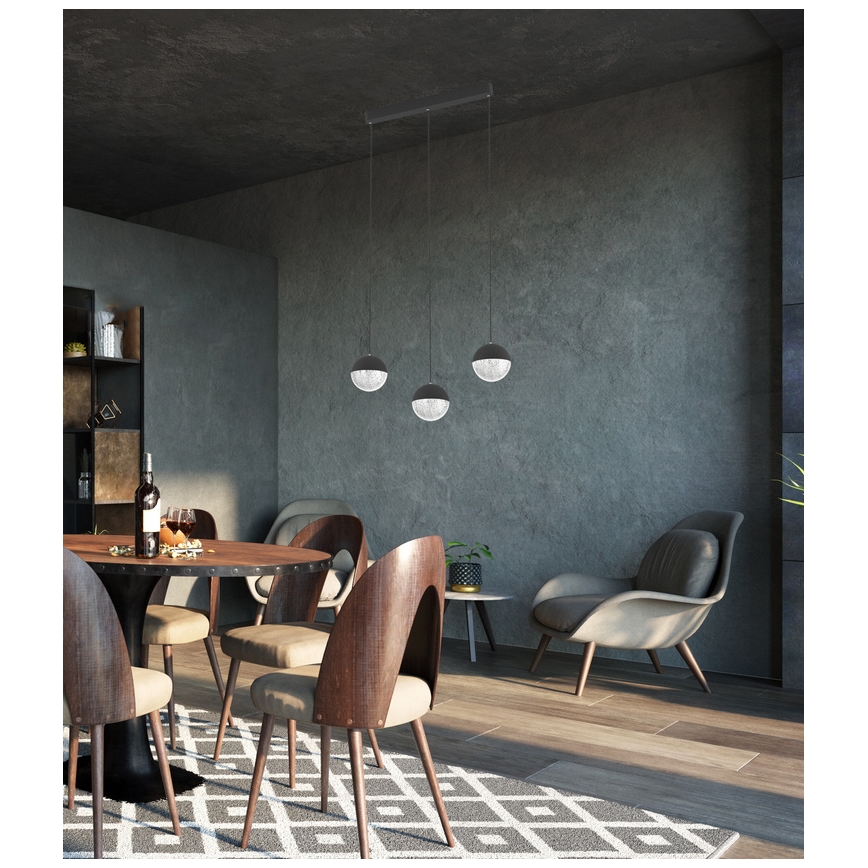 LED Hanglamp aan een koord FURNI 3xLED/5W/230V zwart