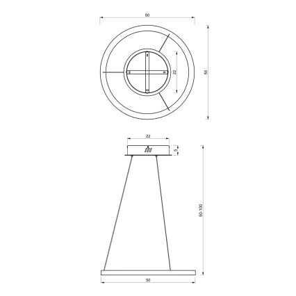 LED Hanglamp aan een koord GALAXIA LED/26W/230V zwart