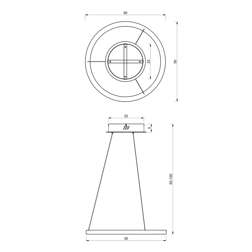 LED Hanglamp aan een koord GALAXIA LED/26W/230V zwart