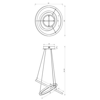 LED Hanglamp aan een koord GALAXIA LED/46W/230V goud