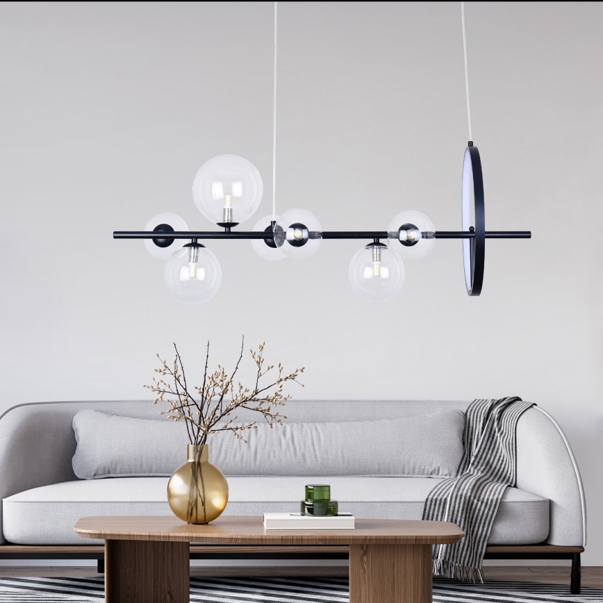 LED Hanglamp aan een koord HYBRID LED/15W/230V + 7xG9/6W 4000K zwart