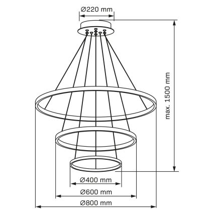 LED Hanglamp aan een koord LEA LED/60W/230V 4000K diameter 80 cm goud