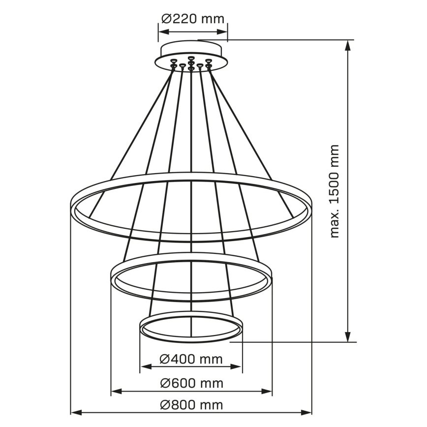 LED Hanglamp aan een koord LEA LED/60W/230V 4000K diameter 80 cm zwart