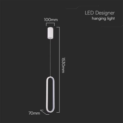 LED Hanglamp aan een koord LED/13W/230V 3000K wit