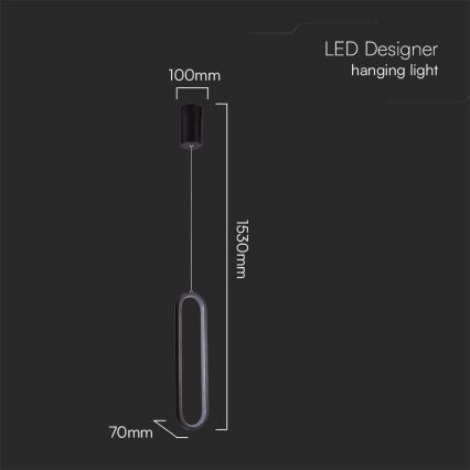 LED Hanglamp aan een koord LED/13W/230V 3000K zwart