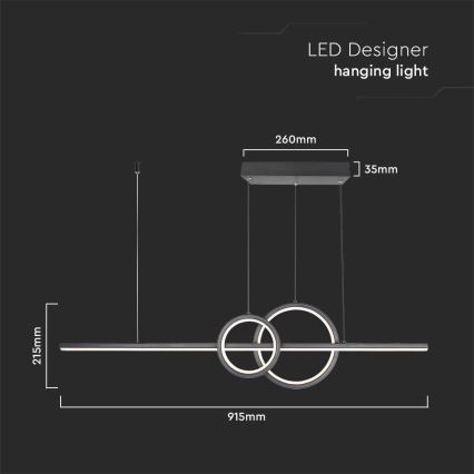 LED Hanglamp aan een koord LED/15W/230V 4000K 80 cm zwart