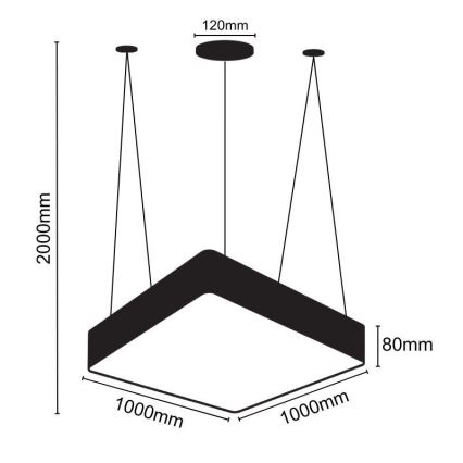 LED Hanglamp aan een koord LED/170W/230V 4000K 100x100 cm