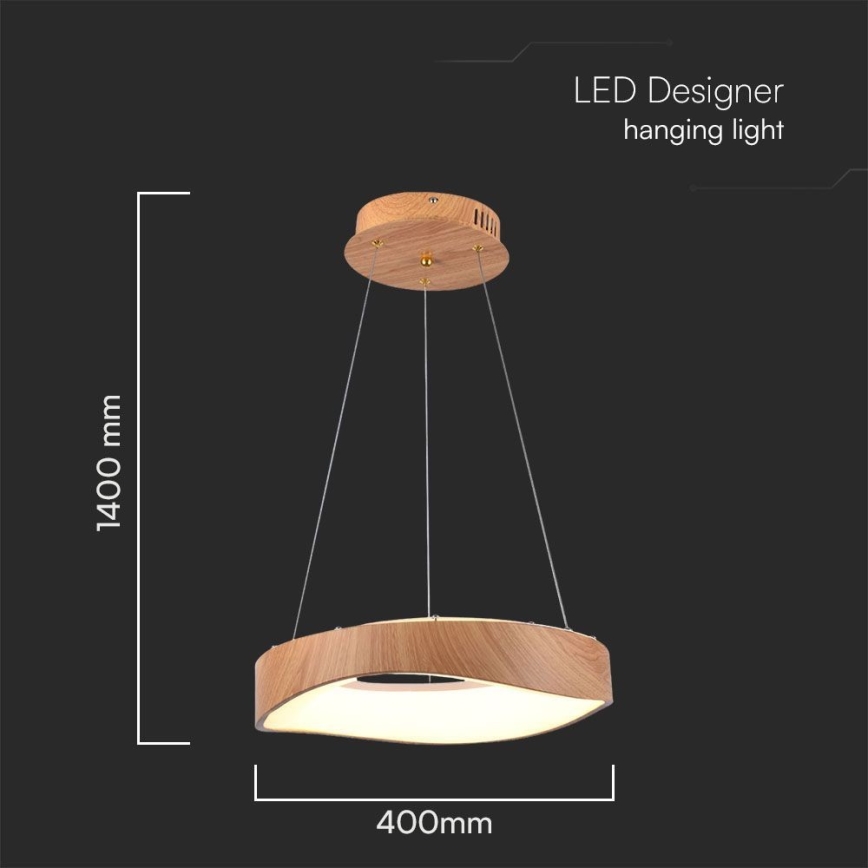 LED Hanglamp aan een koord LED/18W/230V 3000K ø 40 cm bruin