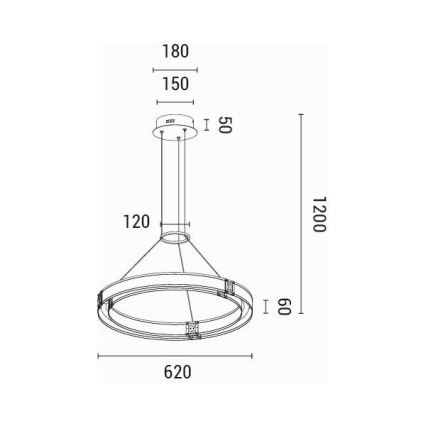 LED Hanglamp aan een koord LED/21W/230V 3000K 42x120 cm