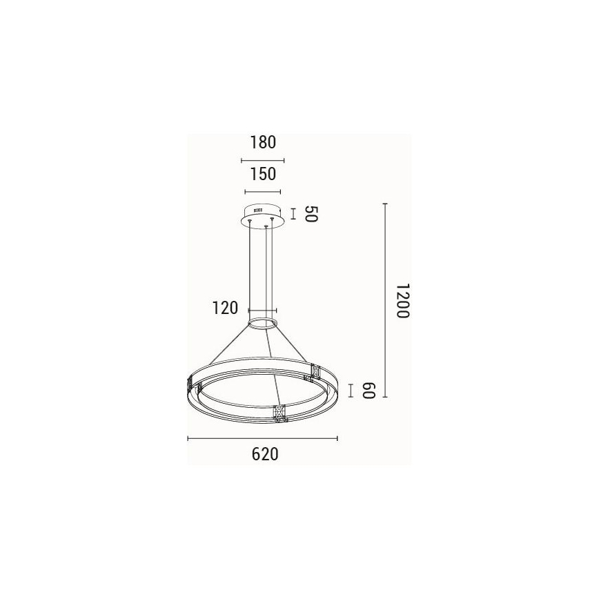LED Hanglamp aan een koord LED/21W/230V 3000K 42x120 cm