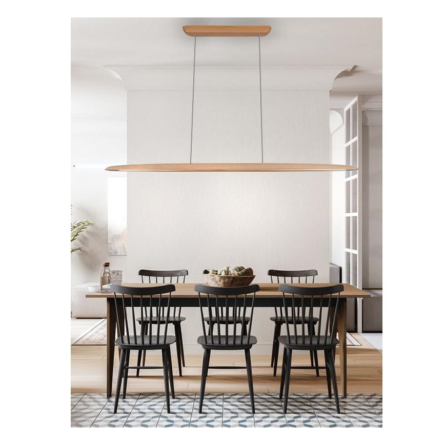 LED Hanglamp aan een koord LED/22W/230V 4000K 130 cm beuken/massief hout
