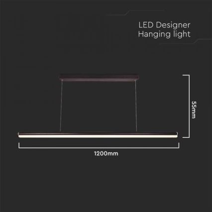 LED Hanglamp aan een koord LED/23W/230V 4000K 120 cm zwart