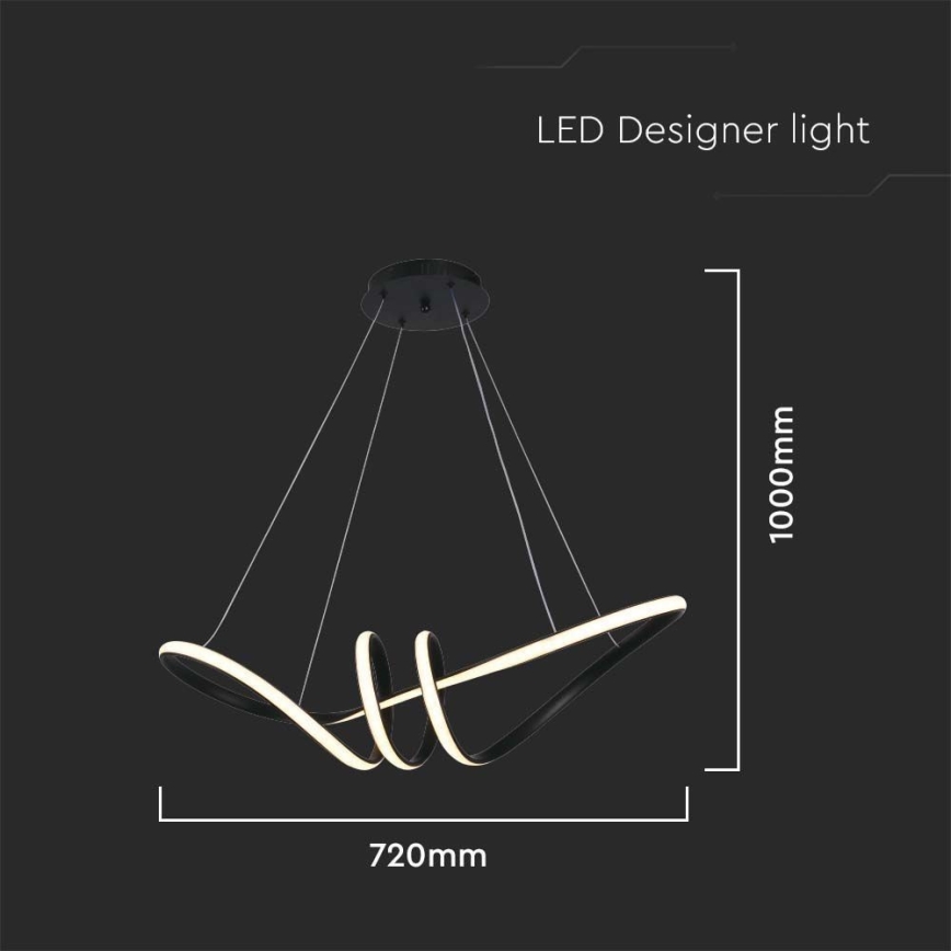 LED Hanglamp aan een koord LED/24W/230V 3000K zwart