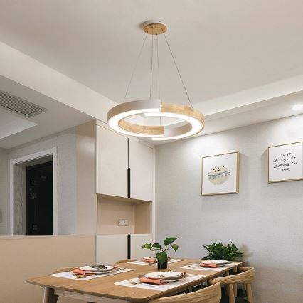 LED Hanglamp aan een koord LED/32W/230V 3000K wit/hout