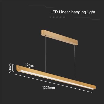LED Hanglamp aan een koord LED/36W/230V 3000/4000/6400K goud