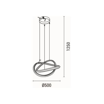 LED Hanglamp aan een koord LED/38W/230V 3000K 50x120 cm