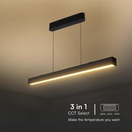 LED Hanglamp aan een koord LED/40W/230V 3000/4000/6400K zwart