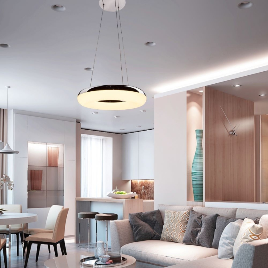 LED Hanglamp aan een koord LED/40W/230V 3000K diameter 40 cm glanzend chroom