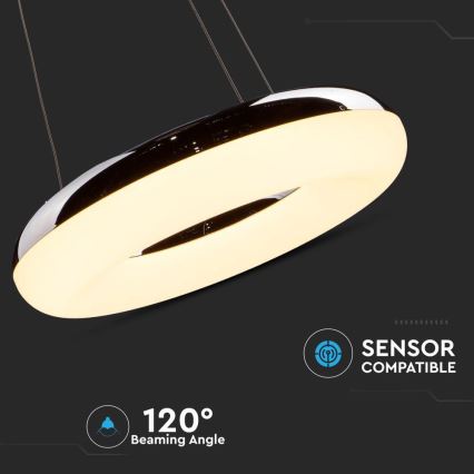 LED Hanglamp aan een koord LED/40W/230V 3000K diameter 40 cm glanzend chroom