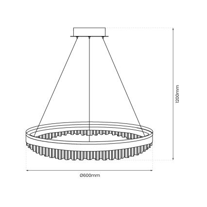 LED Hanglamp aan een koord LED/52W/230V diameter 60 cm goud