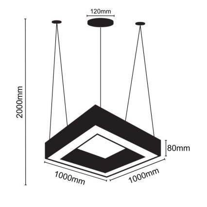 LED Hanglamp aan een koord LED/70W/230V 4000K 100x100 cm zwart