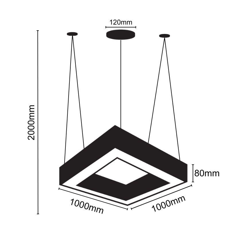 LED Hanglamp aan een koord LED/70W/230V 4000K 100x100 cm zwart