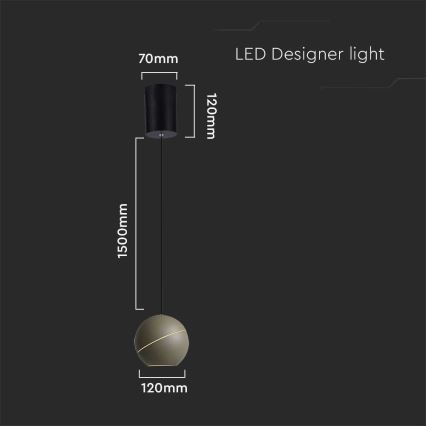 LED Hanglamp aan een koord LED/8,5W/230V 3000K grijs