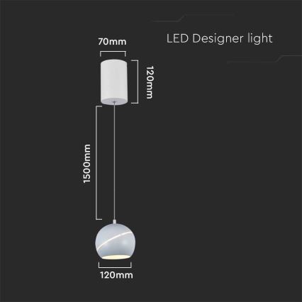 LED Hanglamp aan een koord LED/8,5W/230V 3000K wit