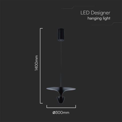 LED Hanglamp aan een koord LED/9W/230V 3000K zwart