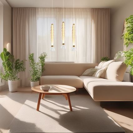 LED Hanglamp aan een koord LUCCO LED/18W/230V diameter 15 cm goud