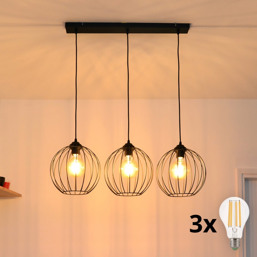 LED Hanglamp aan een koord MERCURE 3xE27/15W/230V