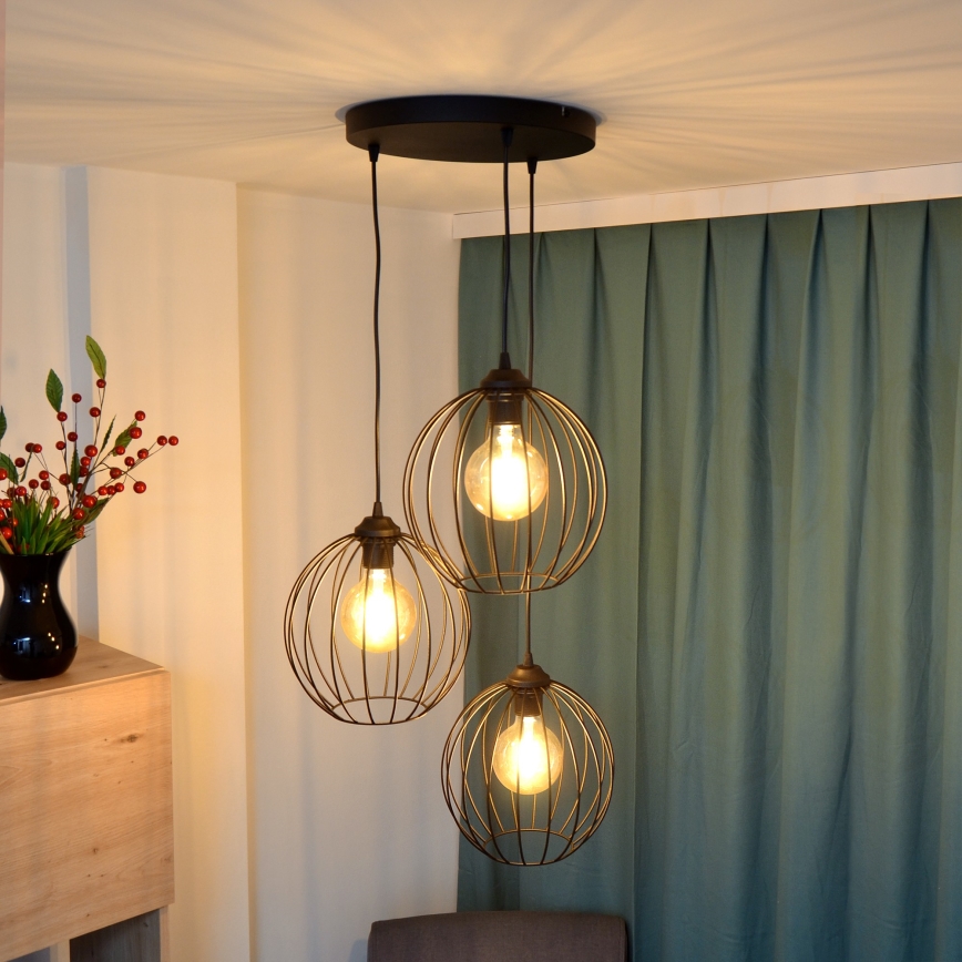 LED Hanglamp aan een koord MERCURE 3xE27/15W/230V ø 50 cm zwart