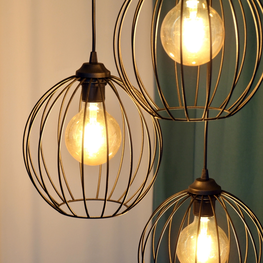 LED Hanglamp aan een koord MERCURE 3xE27/15W/230V ø 50 cm zwart