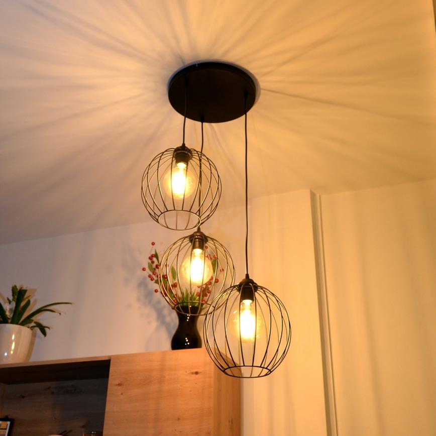 LED Hanglamp aan een koord MERCURE 3xE27/15W/230V ø 50 cm zwart