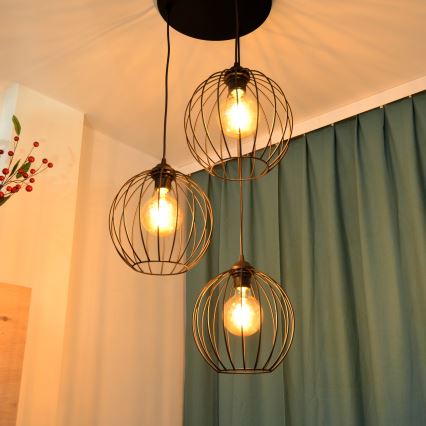 LED Hanglamp aan een koord MERCURE 3xE27/15W/230V ø 50 cm zwart