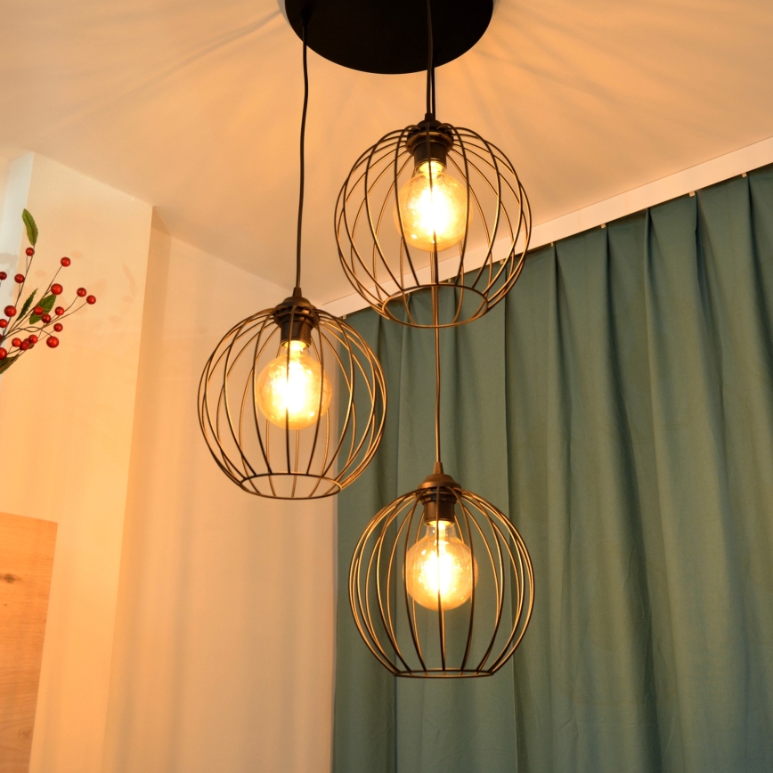 LED Hanglamp aan een koord MERCURE 3xE27/15W/230V ø 50 cm zwart