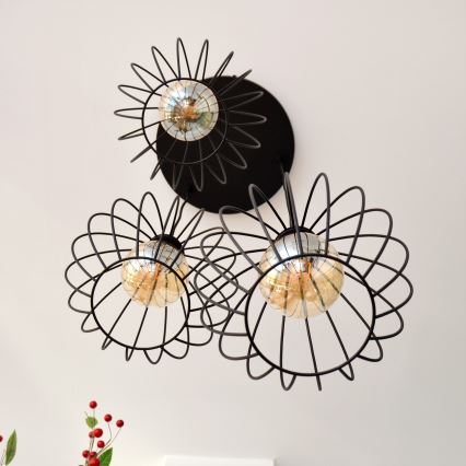 LED Hanglamp aan een koord MERCURE 3xE27/15W/230V ø 50 cm zwart
