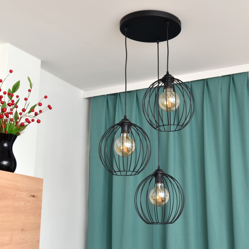 LED Hanglamp aan een koord MERCURE 3xE27/15W/230V ø 50 cm zwart