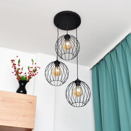 LED Hanglamp aan een koord MERCURE 3xE27/15W/230V ø 50 cm zwart