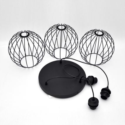 LED Hanglamp aan een koord MERCURE 3xE27/15W/230V ø 50 cm zwart