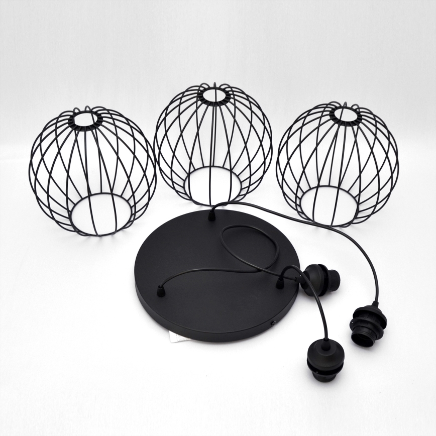 LED Hanglamp aan een koord MERCURE 3xE27/15W/230V ø 50 cm zwart