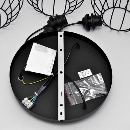 LED Hanglamp aan een koord MERCURE 3xE27/15W/230V ø 50 cm zwart
