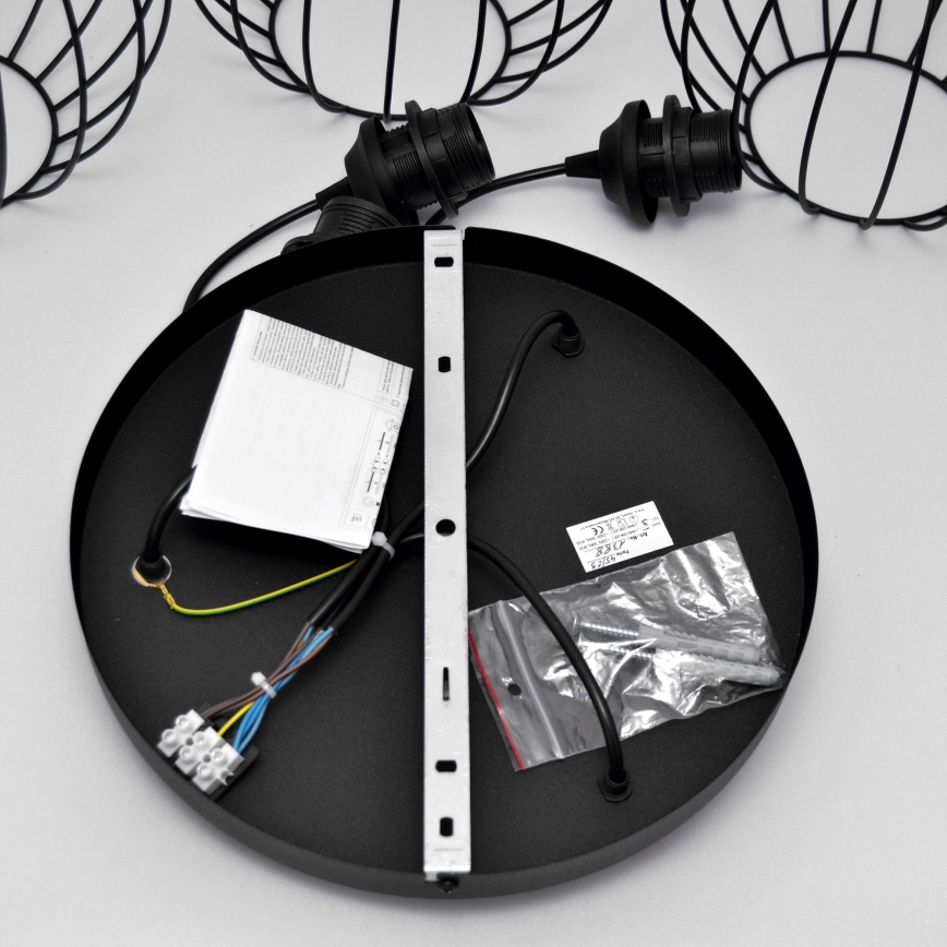 LED Hanglamp aan een koord MERCURE 3xE27/15W/230V ø 50 cm zwart