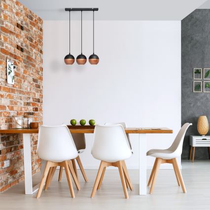 LED Hanglamp aan een koord MIDWAY 3xGU10/4,8W/230V zwart/koper