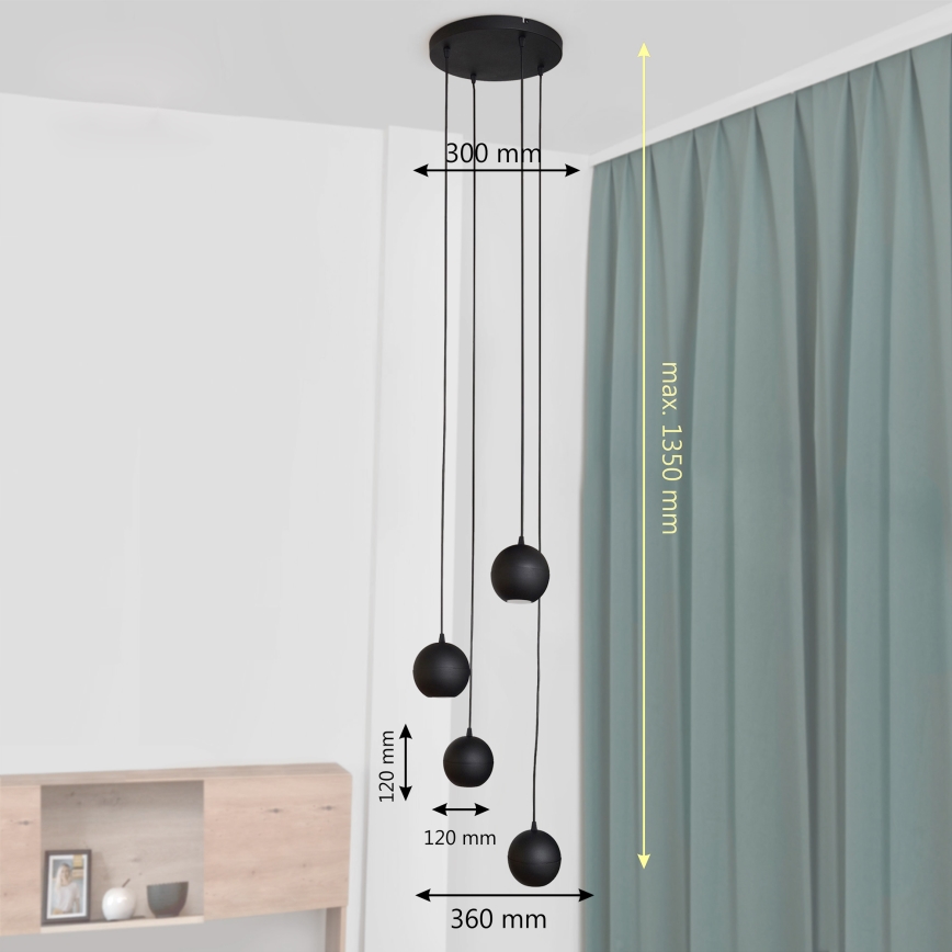 LED Hanglamp aan een koord MIDWAY 4xGU10/4,8W/230V zwart