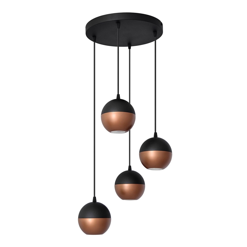LED Hanglamp aan een koord MIDWAY 4xGU10/4,8W/230V zwart/koper