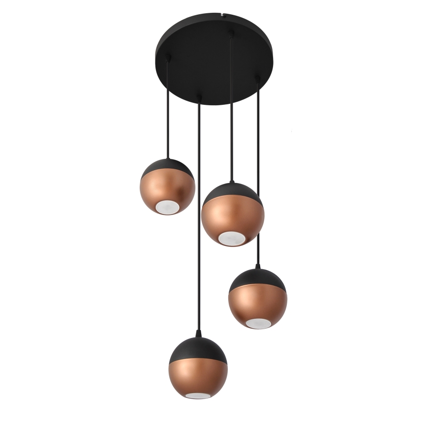 LED Hanglamp aan een koord MIDWAY 4xGU10/4,8W/230V zwart/koper