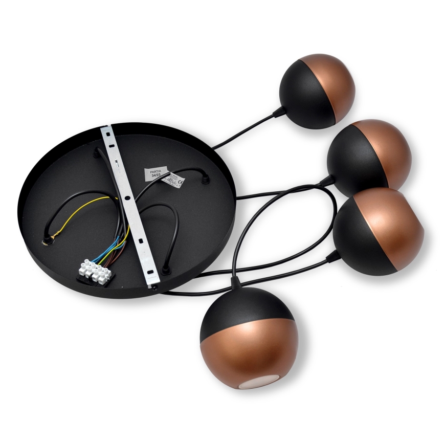 LED Hanglamp aan een koord MIDWAY 4xGU10/4,8W/230V zwart/koper
