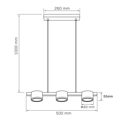 LED Hanglamp aan een koord MIRELLA 3xGX53/6W/230V goud/zwart