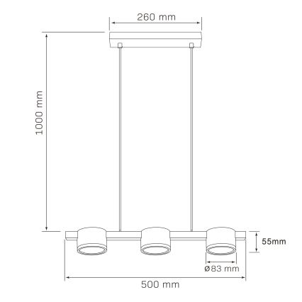 LED Hanglamp aan een koord MIRELLA 3xGX53/6W/230V zwart